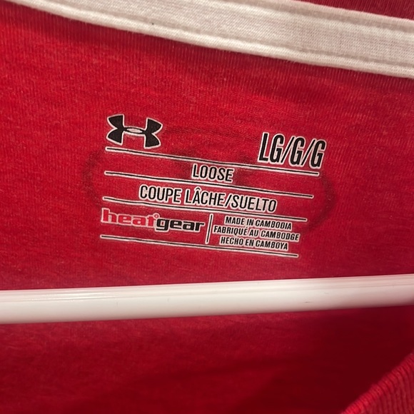 MENS size large red under armour short sleeved tee - Picture 3 of 4